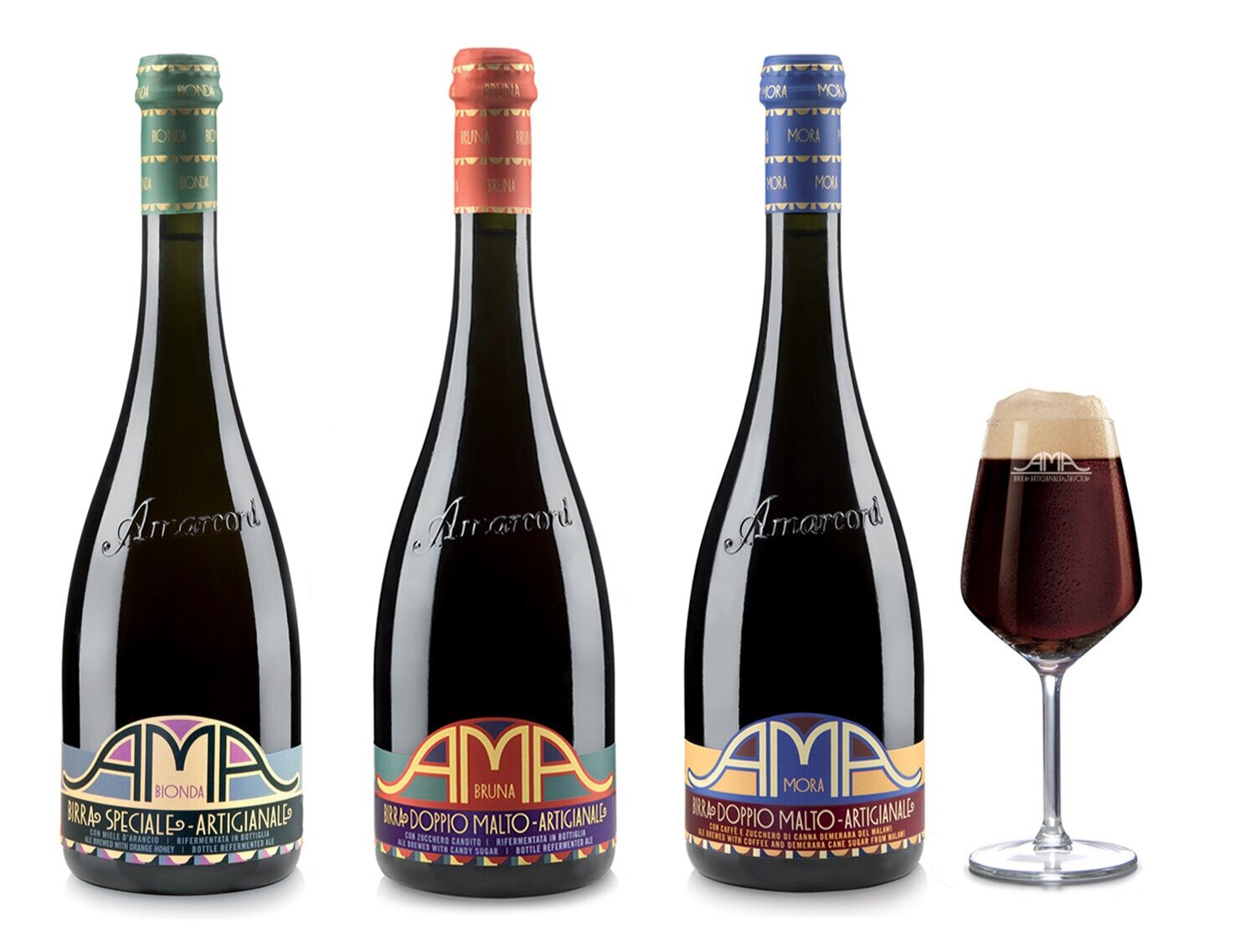 We designed different packaging for brewery partners, shown is Amarcord Brewery in Rimini, Italy.