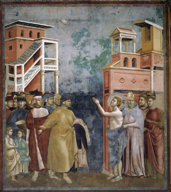 Giotto di Bondone, Saint Francis Renouncing Worldly Goods, 1297-1299