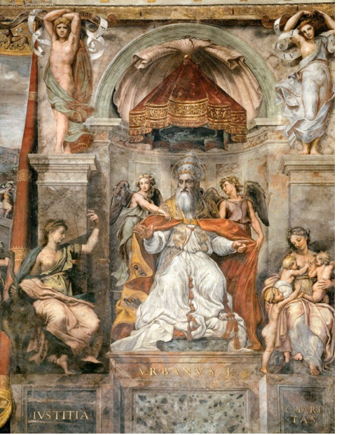 Raphael, Pope Urban I between Iustitia and Caritas , 1520-24