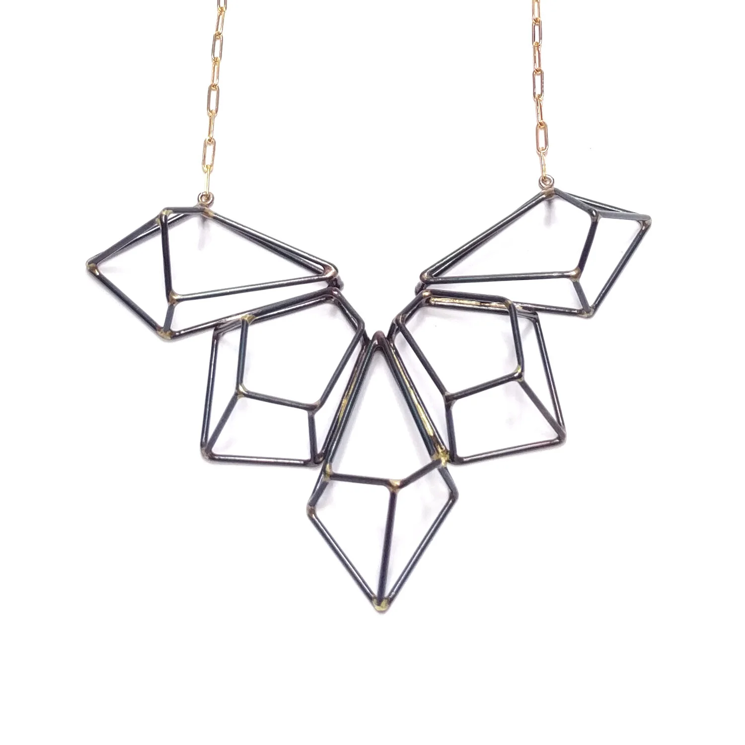 Verge Necklace Black Steel Gold Plate Chain.jpg