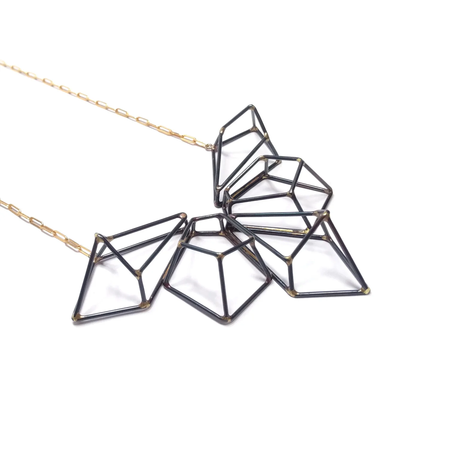Verge Necklace Black Steel Gold Plate Chain 2.jpg