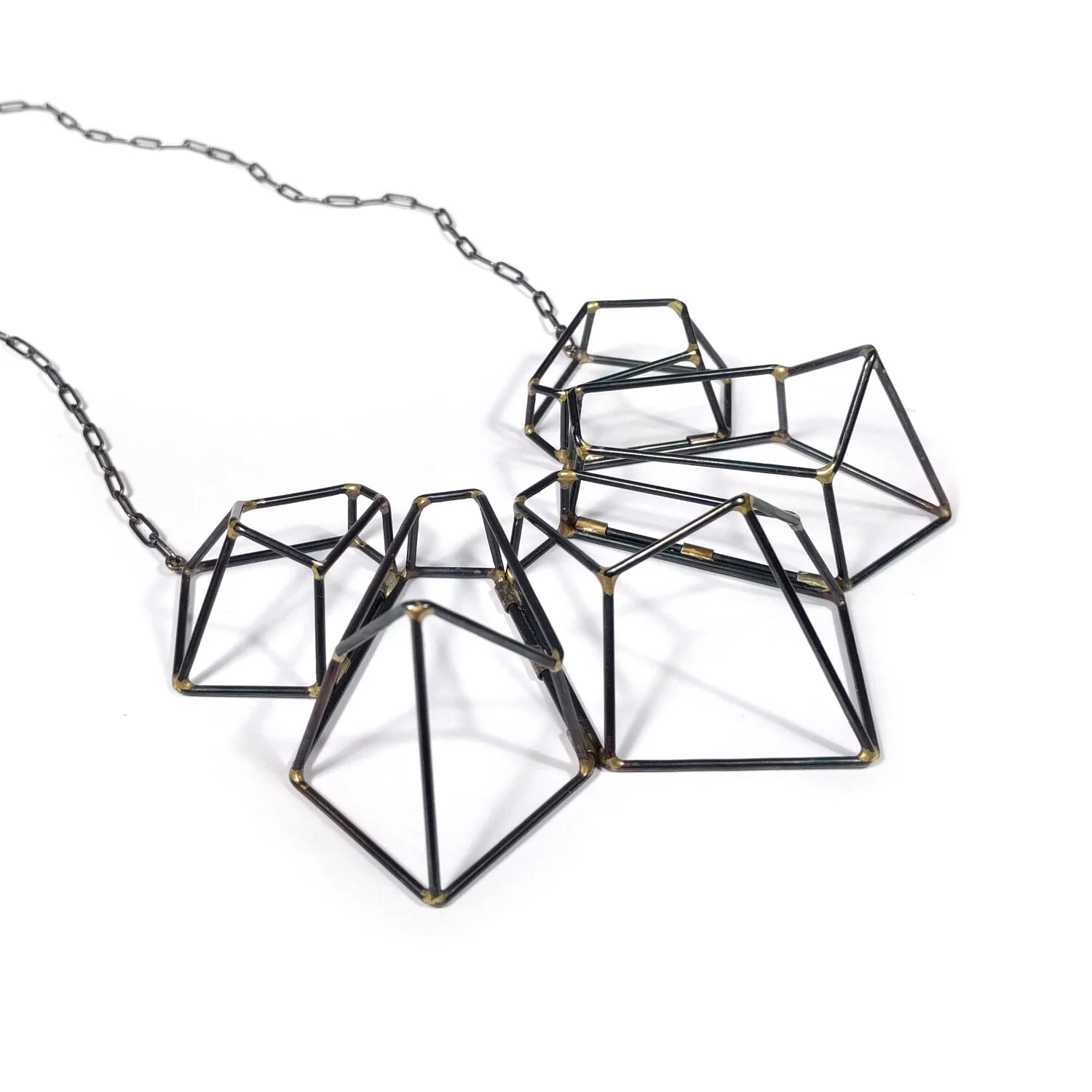 Original Five Crystal Necklace Black Steel Sterling Chain 2.jpg