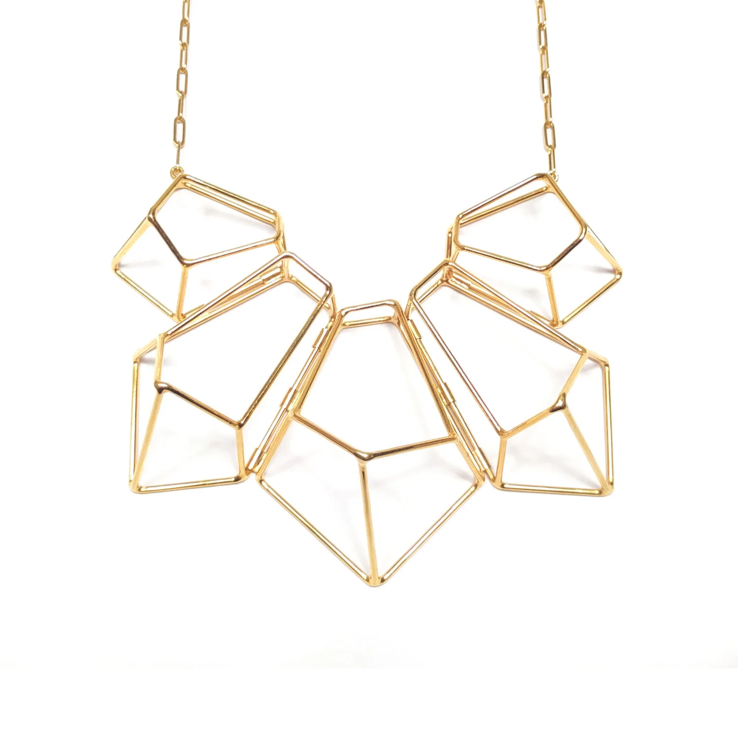 Original Five Crystal Necklace Gold Plate Gold Plate Chain.jpg