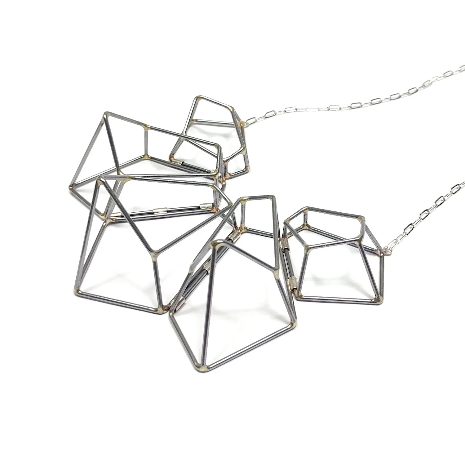 Original Five Crystal Necklace Steel Gray Sterling Chain 2.jpg