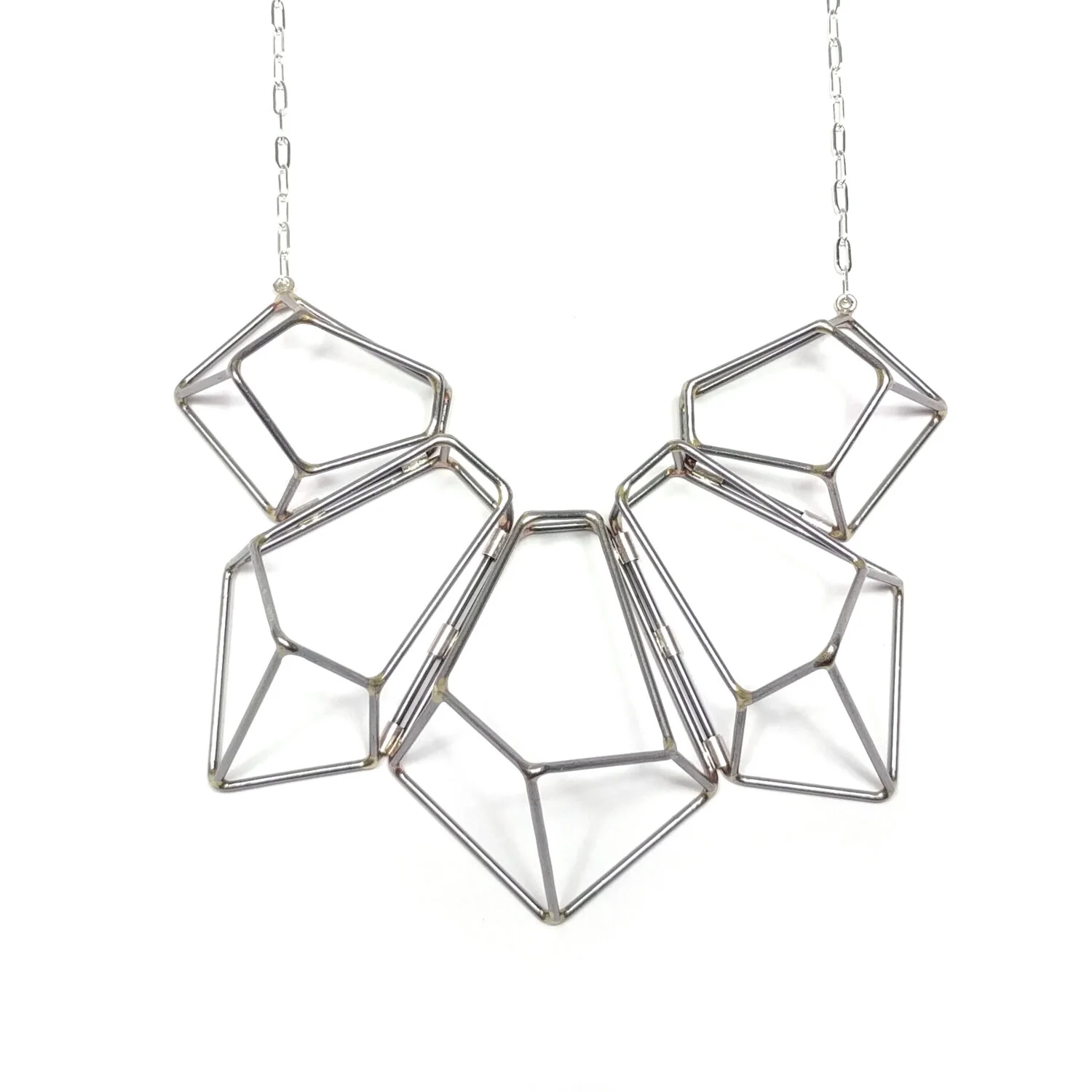 Original Five Crystal Necklace Steel Gray Sterling Chain.jpg