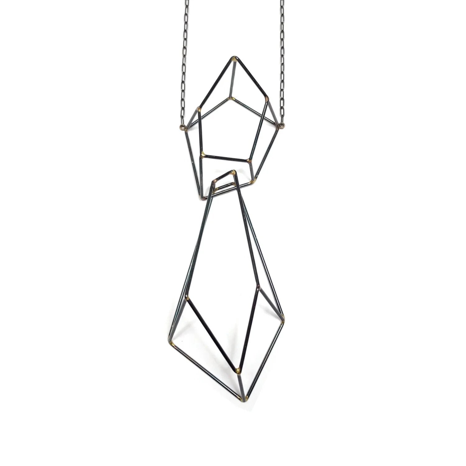 Crystalline Construction Necktie Black Steel Sterling Chain 1.JPG