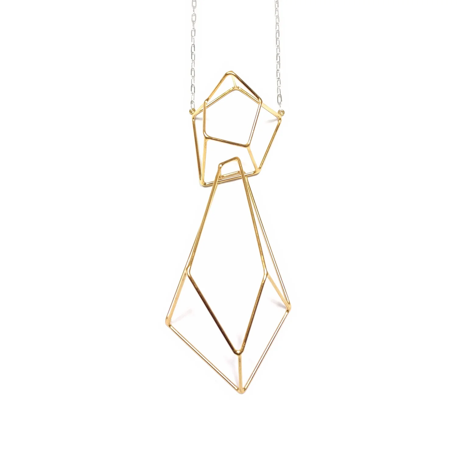 Crystalline Construction Necktie Gold Plate Sterling Chain.JPG
