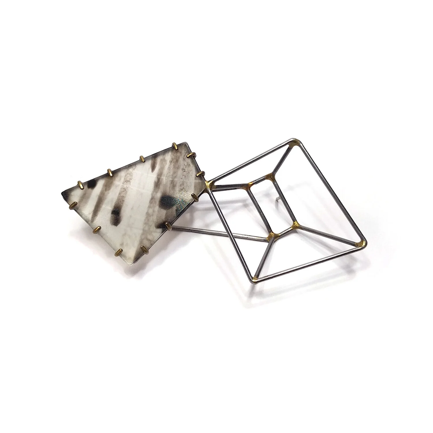 Double Trapezoid Brooch with Tortoise Shell Vinyl 1.jpg