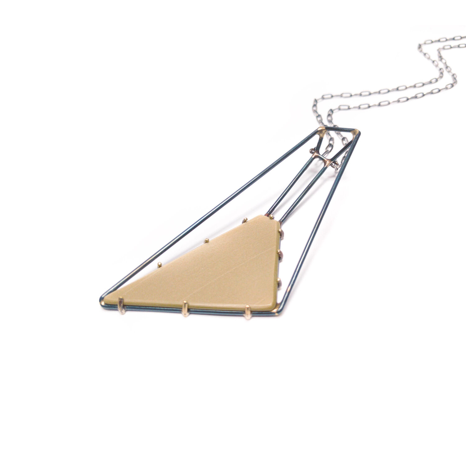 Trapezoid Necklace Long with Gold Vinyl Sterling Chain 2.JPG