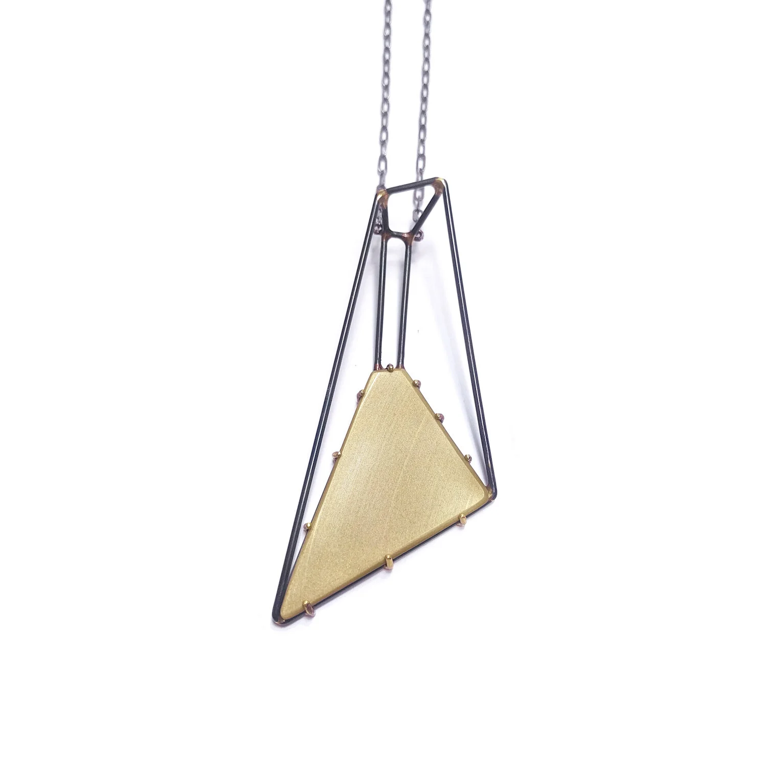Trapezoid Necklace Long with Gold Vinyl Sterling Chain.JPG