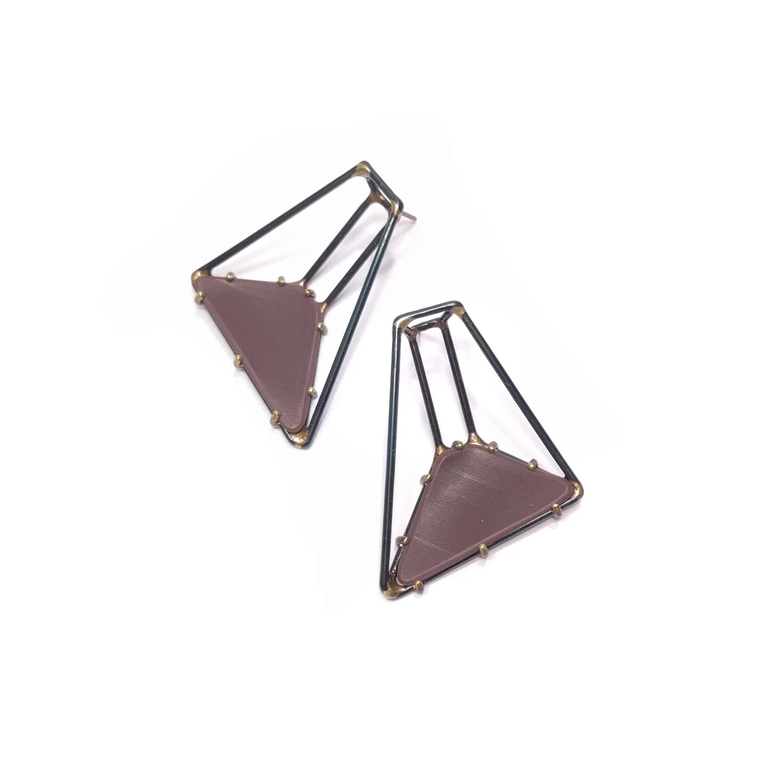 Trapezoid Earrings with Mauve Vinyl Small Black Steel.jpg