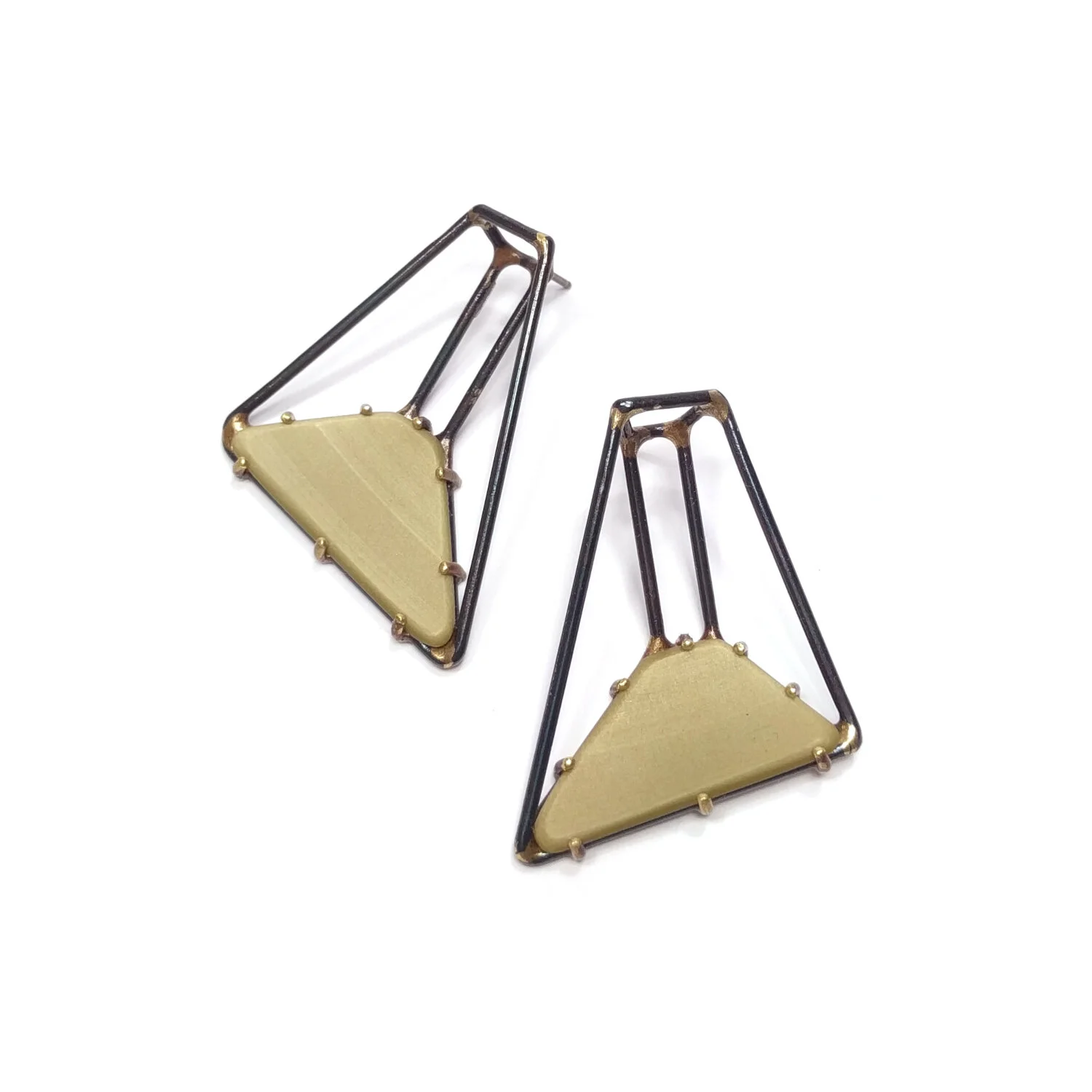 Trapezoid Earrings with Gold Vinyl Small Black Steel.jpg