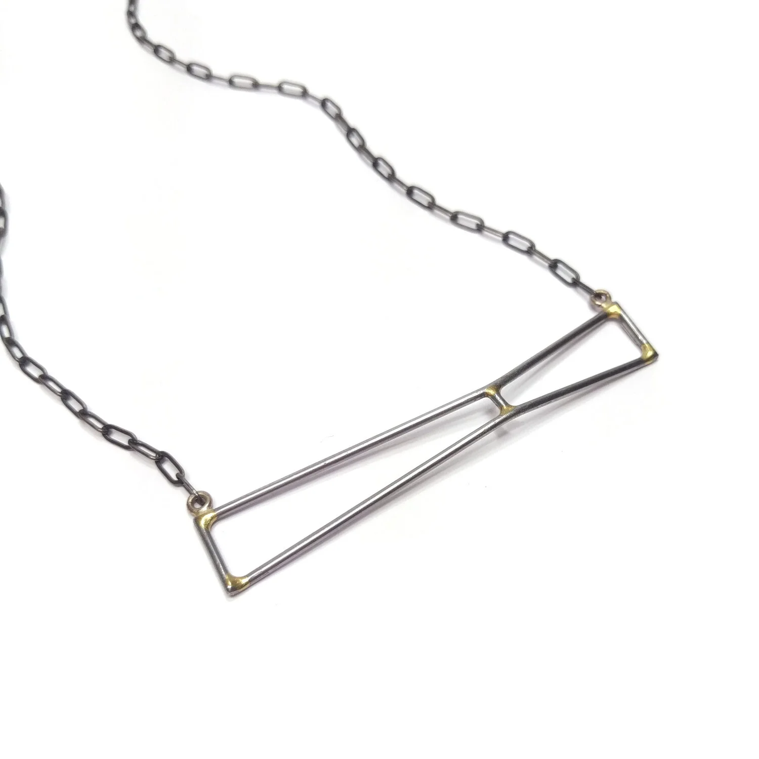 Strut Necklace Steel Gray Black Sterling Chain 2.jpg