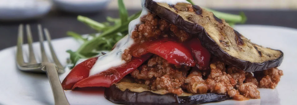 Brookdale's Ostrich Moussaka Stack