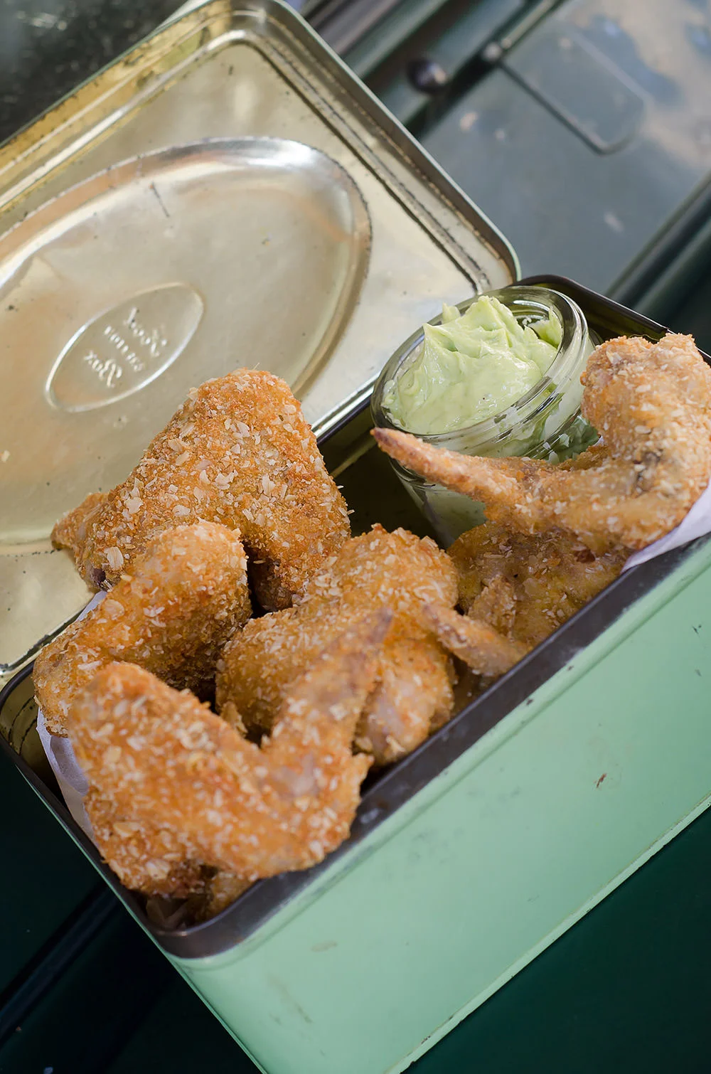 Oats Coated Chicken Wings and a Herb Mayonnaise