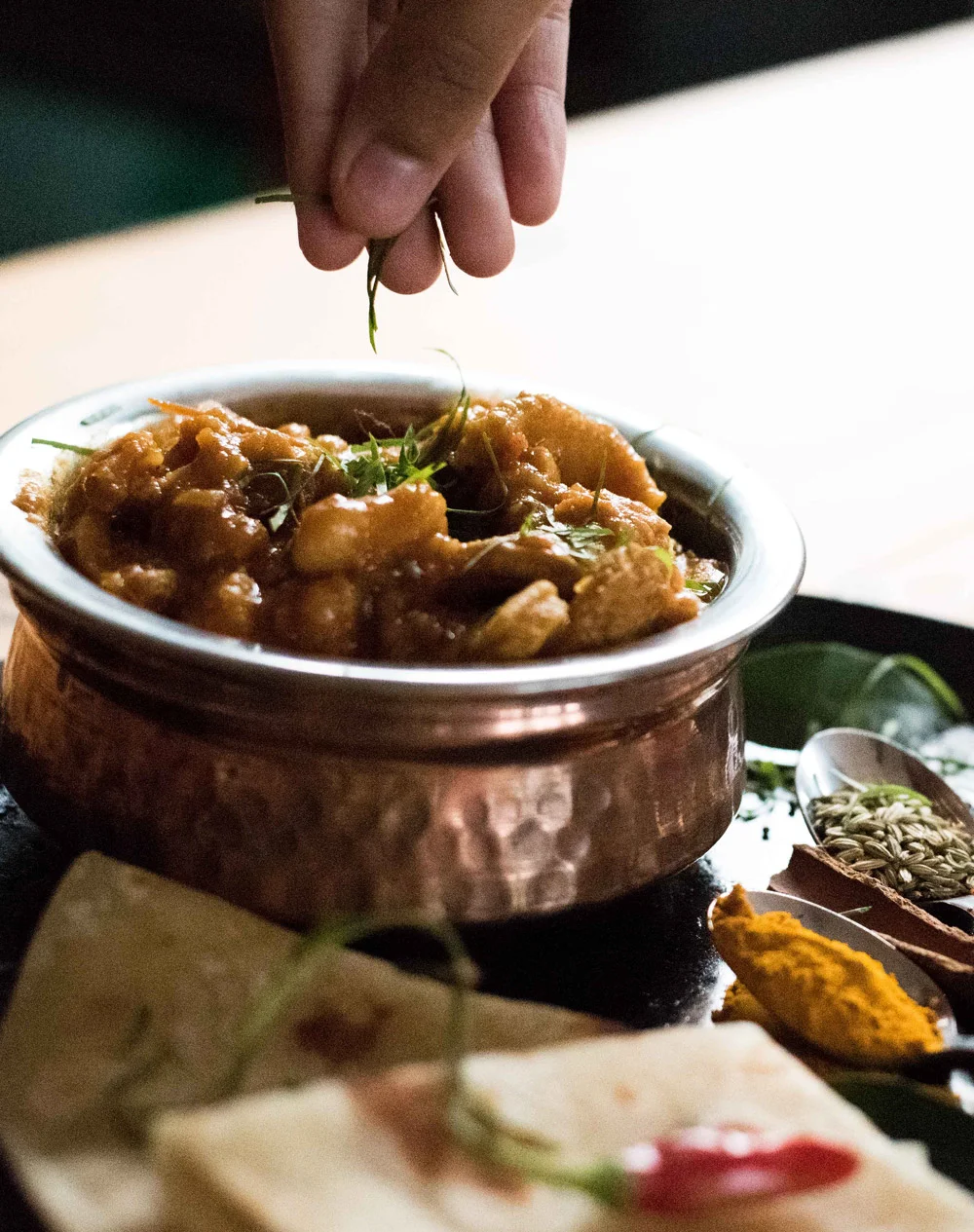 Rai's Tripe Curry with Butter Beans, Dhal and Roti