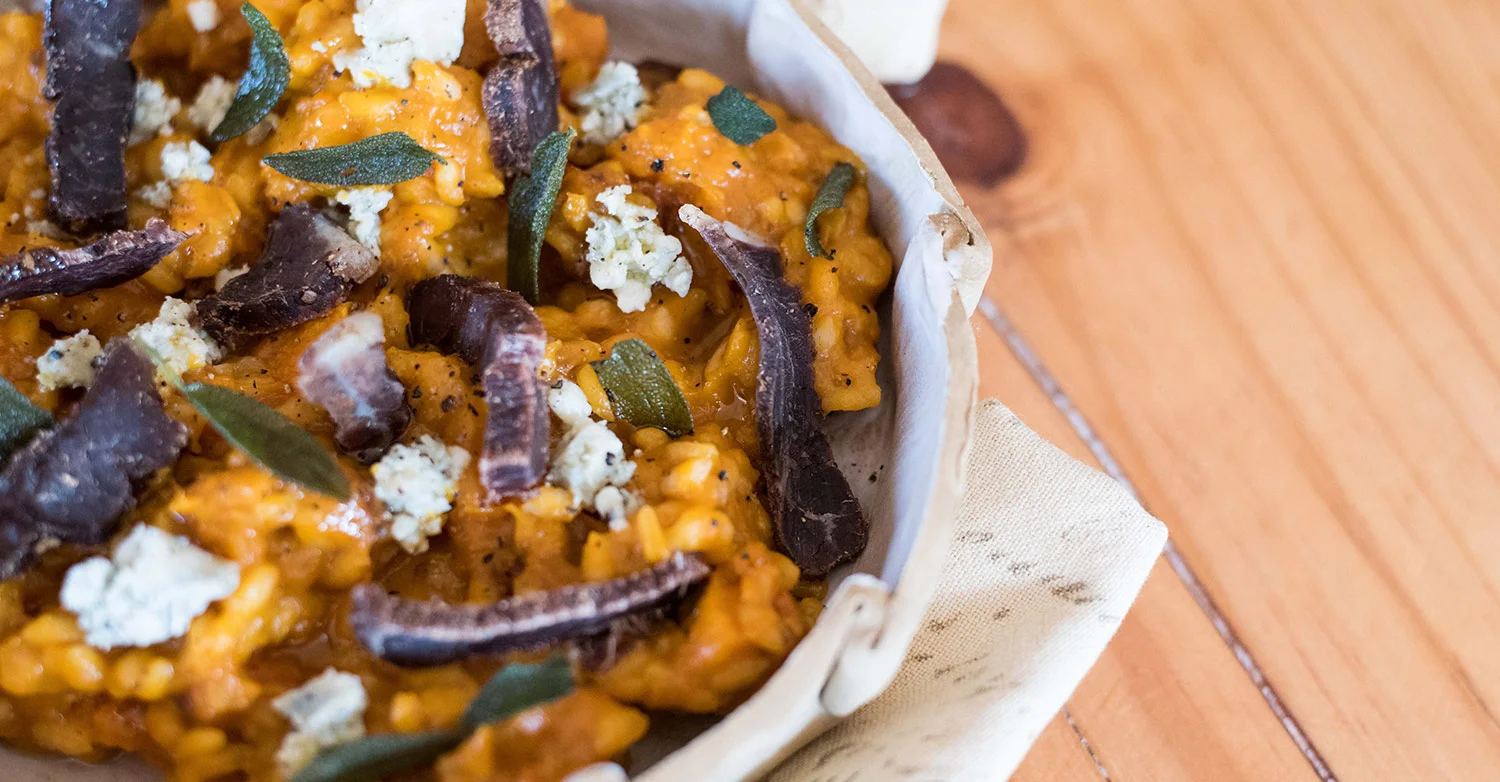 Roasted Butternut Risotto with Woodview Wagyu Biltong