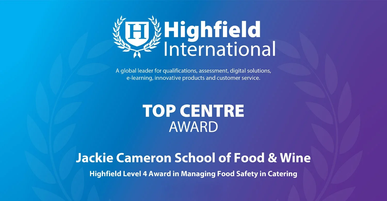 Highfield International Top Centre Award For Jackie Cameron School of Food &amp; Wine