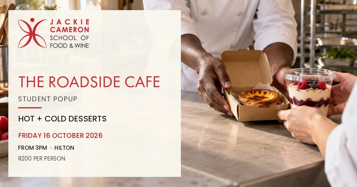 Takeaway-style hot and cold desserts in a student culinary kitchen (illustrative image)