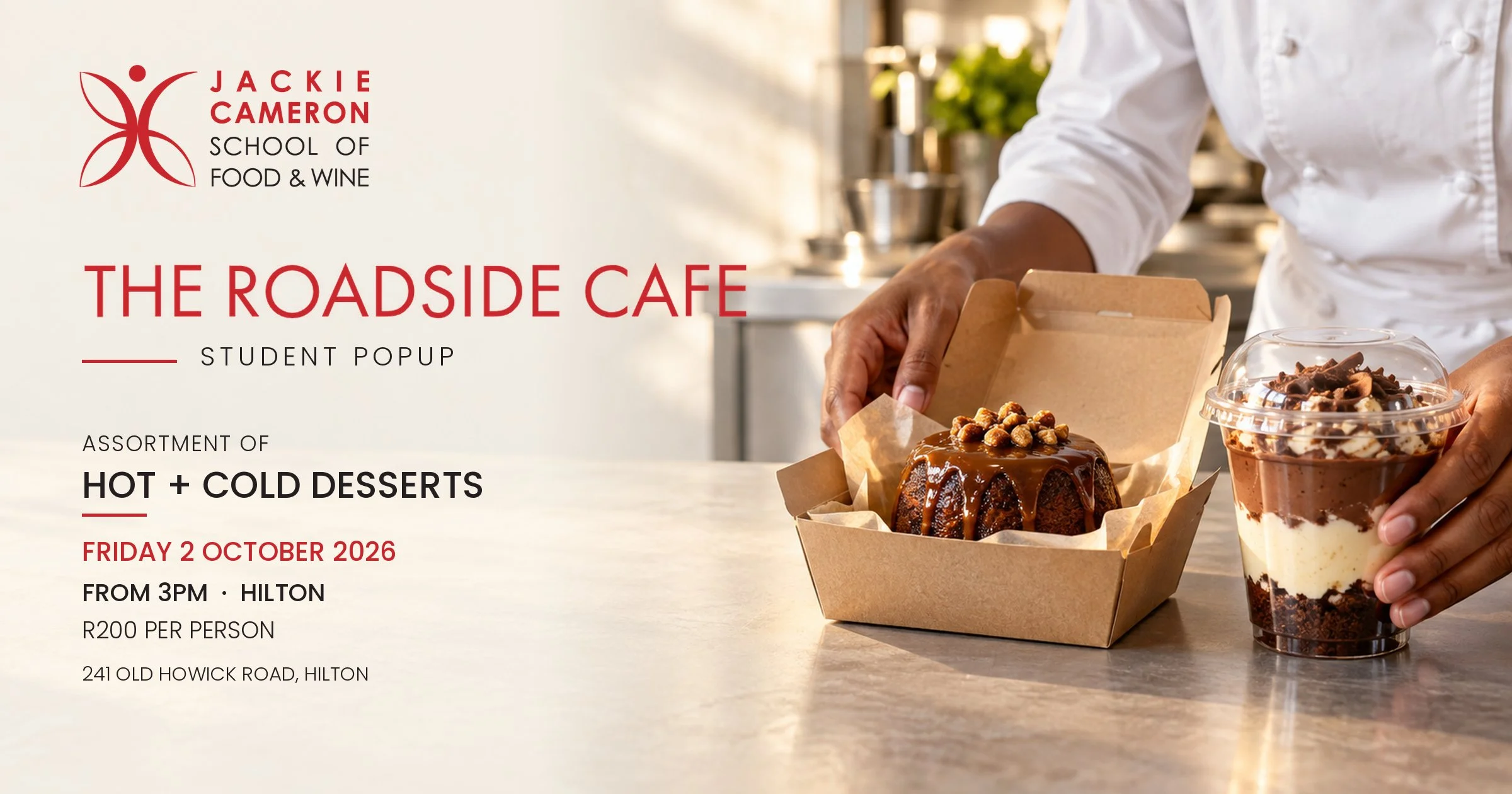 Hot and Cold Desserts at The Roadside Cafe: Student Popup – 2 October 2026