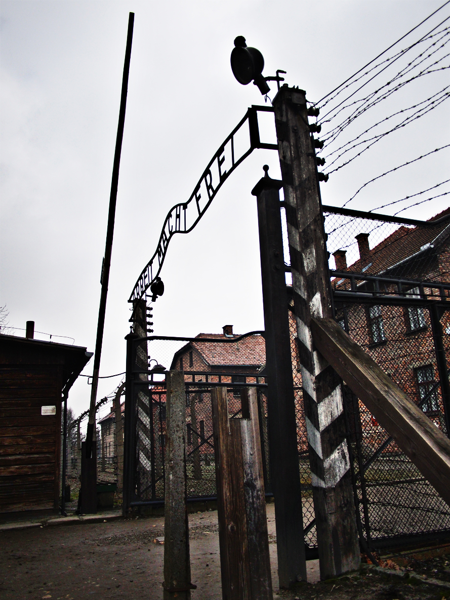 Work Makes Free - the gates that lead into Auschwitz Concentration Camp. This is the location where Hitler's "Final Solution" was put into action.