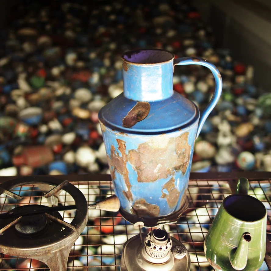 "Canada." The sheer number of pieces of enamelware is staggering. Made me think of Schindler and his enamel factory that helped save many people.