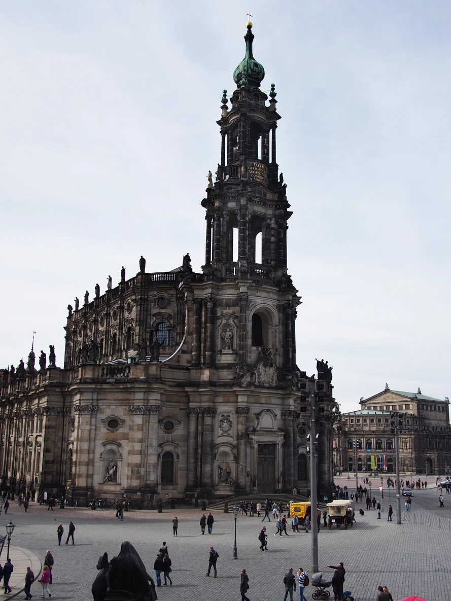 The Dresden Cathedral, also called the Cathedral of the Holy Trinity stands on the banks of the Elbe River.