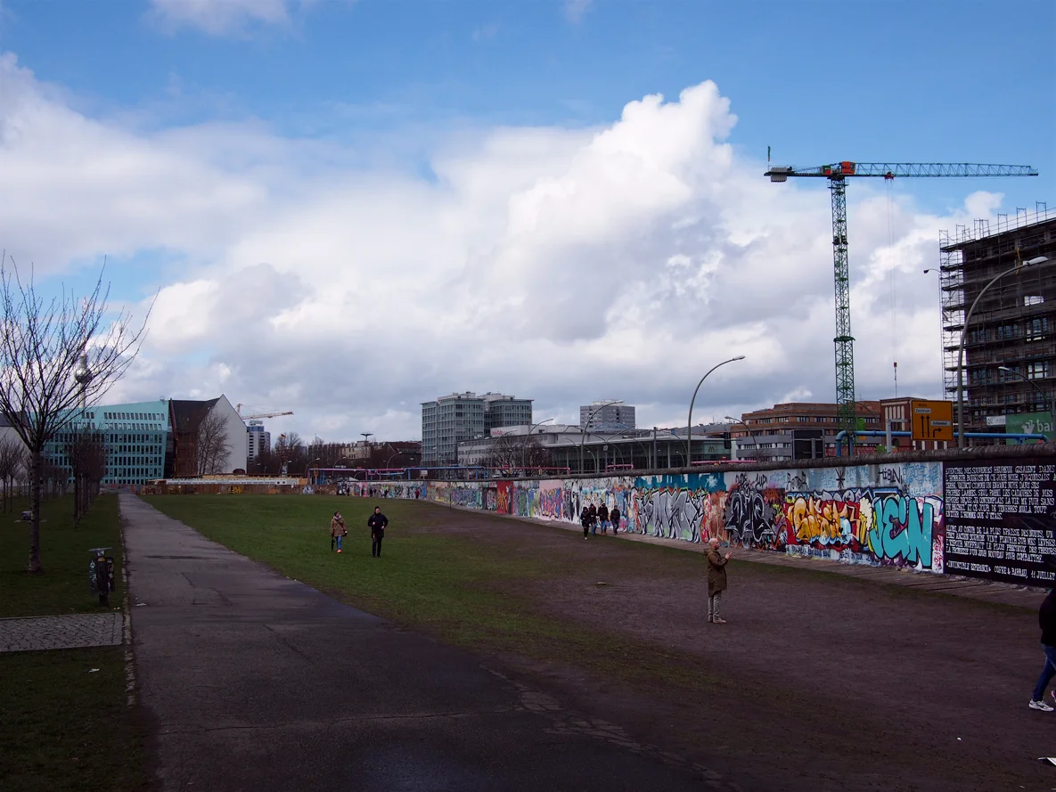 At the East Side Gallery we walked along 1.4km of the wall and viewed murals all along the way.