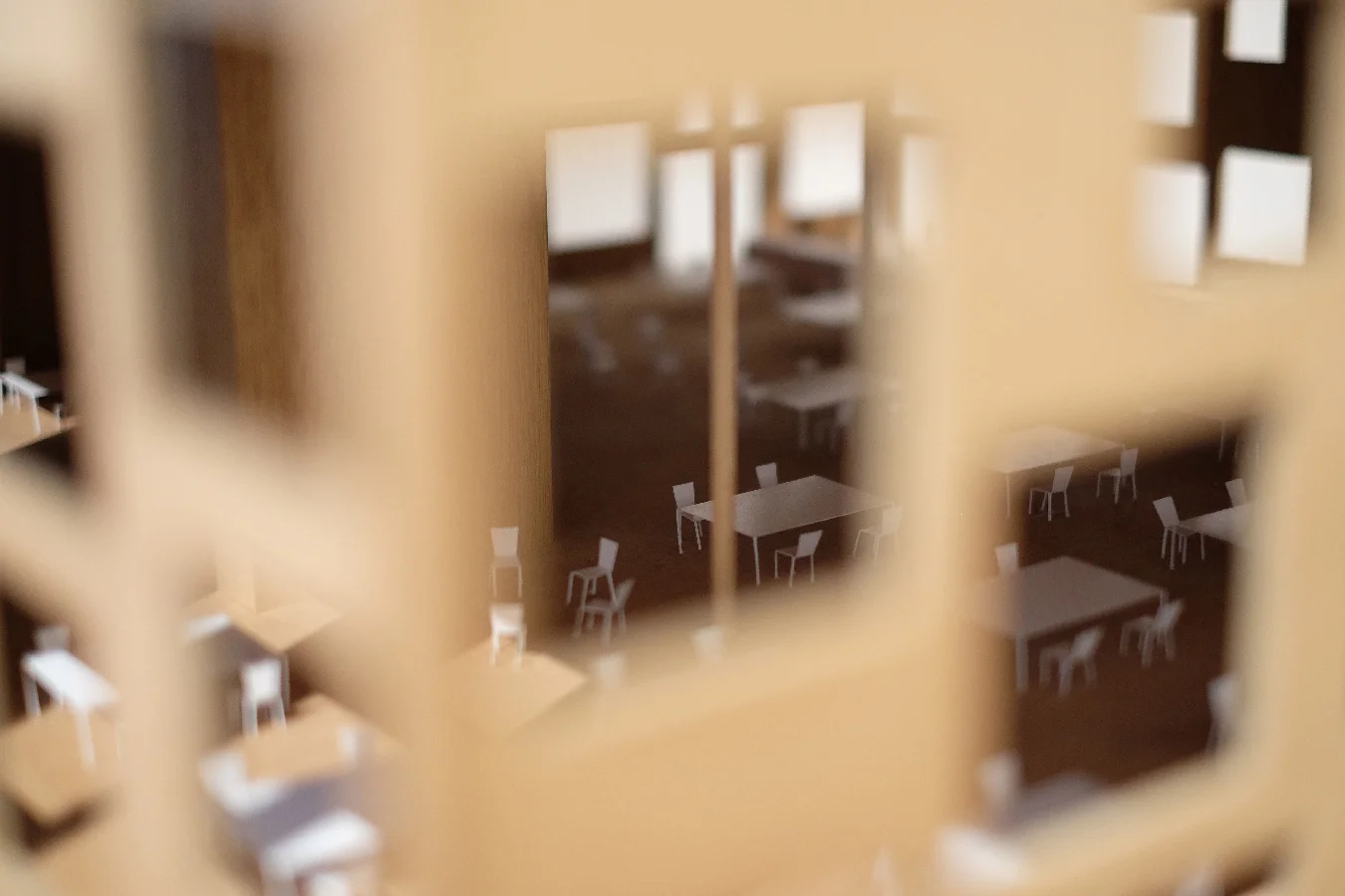 Giant POV - peering into an architectural model at MoMA.