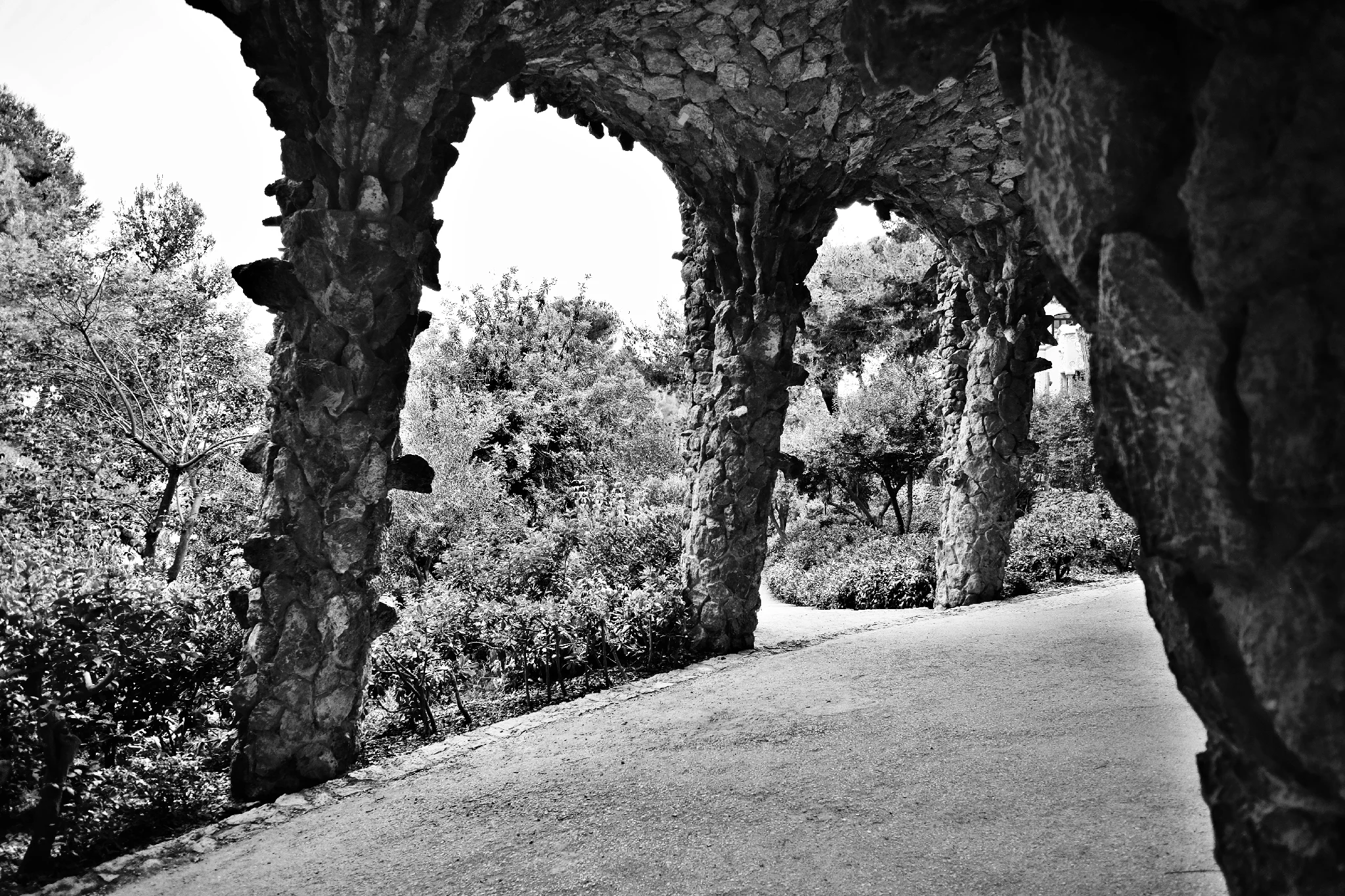 Under the park, these pillars support the whole structure.