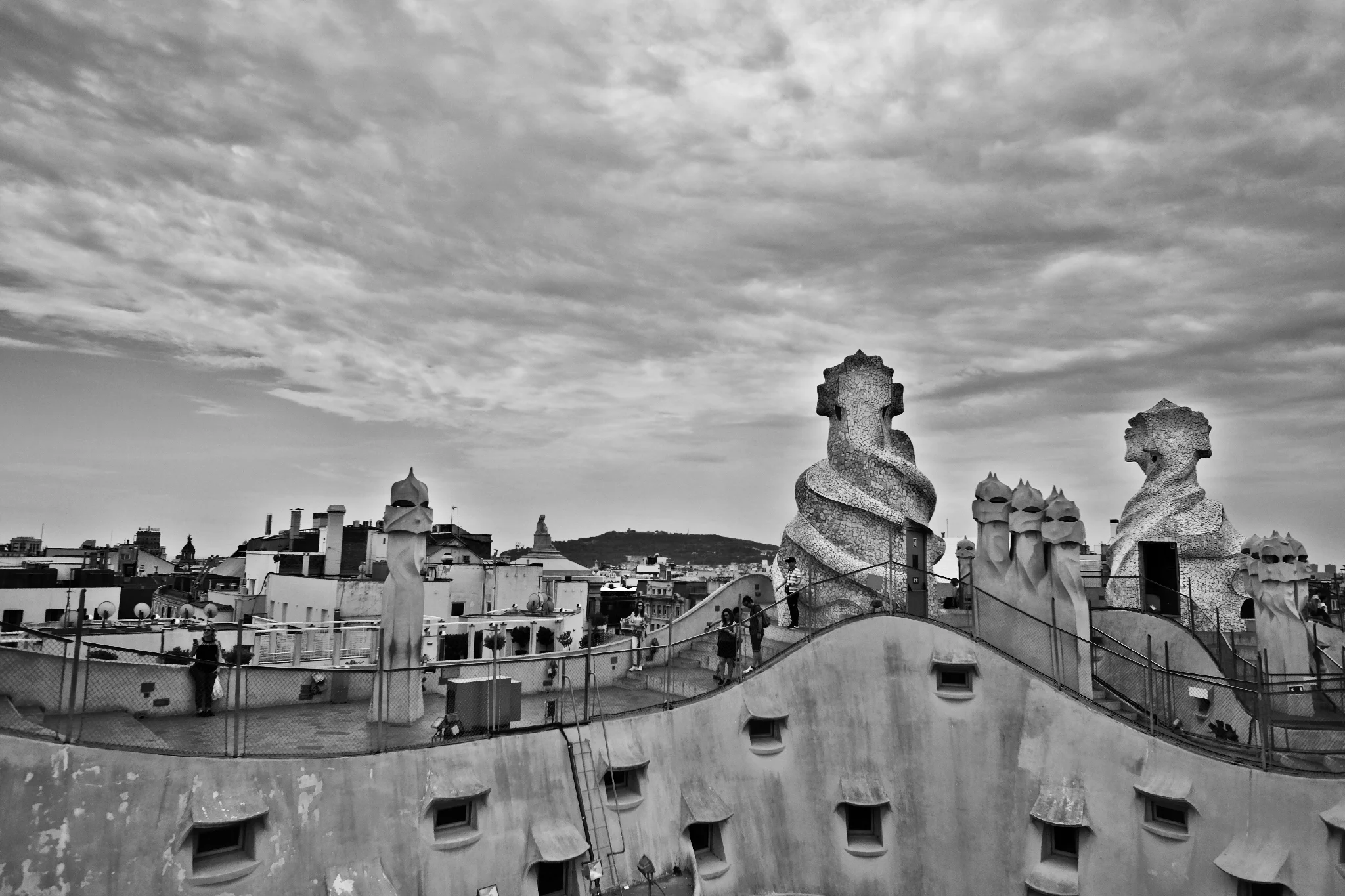 After climbing many flights of stairs, the payoff was this surreal roof playground.