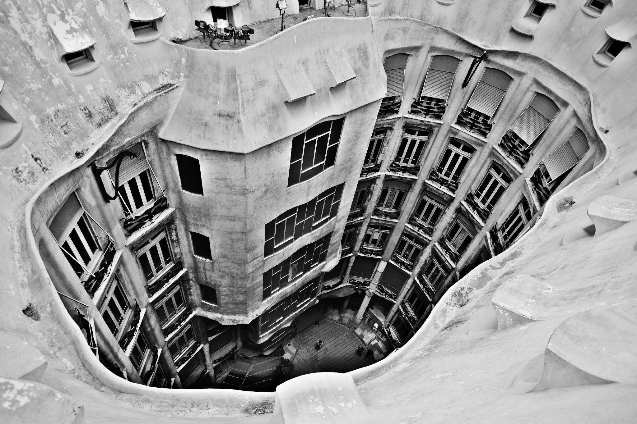 Looking up and looking down reveals Gaudi's obsession with organic naturalism in his architectural style.