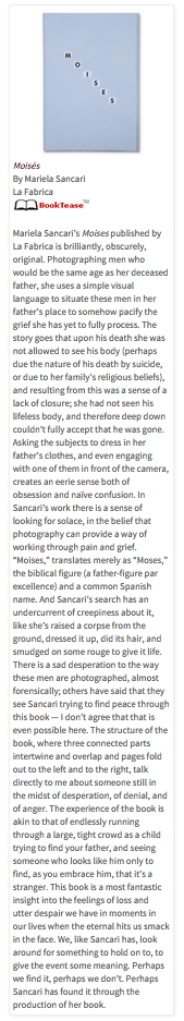 Moisés selected one of the PHOTOEYE BEST BOOKS 2015 by Daniel Boetker-Smith.