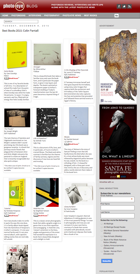 Moisés selected one of the PHOTOEYE BEST BOOKS 2015 by Colin Pantall. 