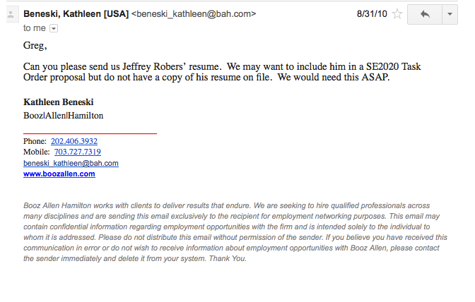 2010-08-BAH request a resume from RedCloud which they later recruit directly.png