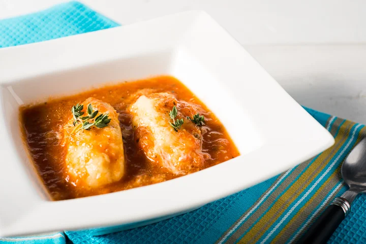 Semolina and Gruyere Quenelles with Tomato Sauce