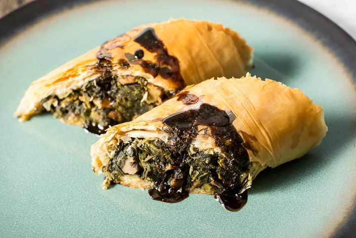 Spinach Strudel with Dilled Balsamic Syrup