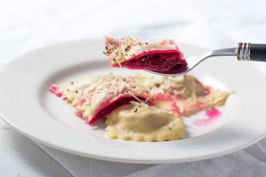 Beet Ravioli with Poppy Seed Butter