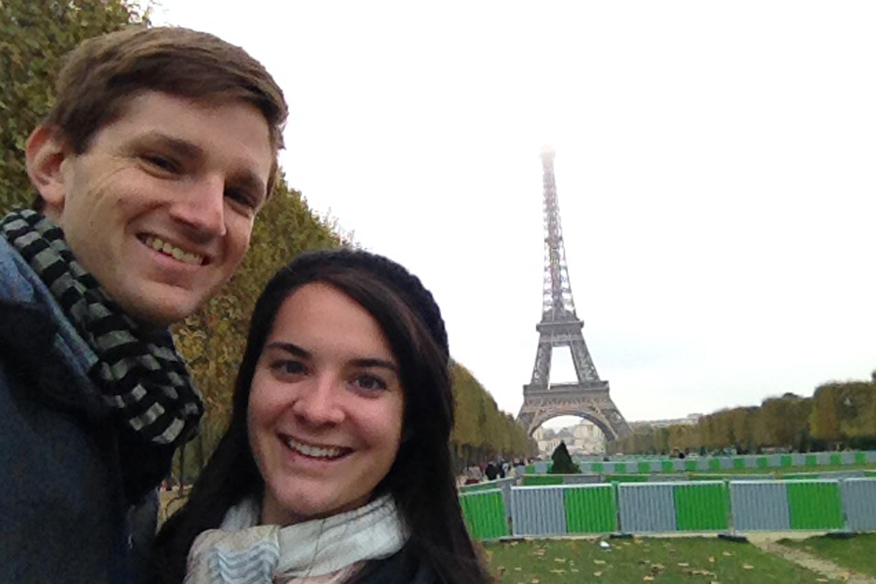 Elisabeth and I at the Eiffel Tower in Paris