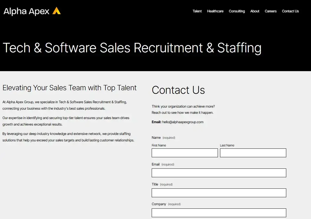 Tech & Software Sales Recruitment & Staffing