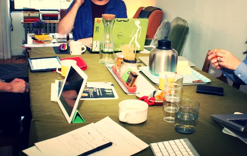 Hard at work in our conference room. 