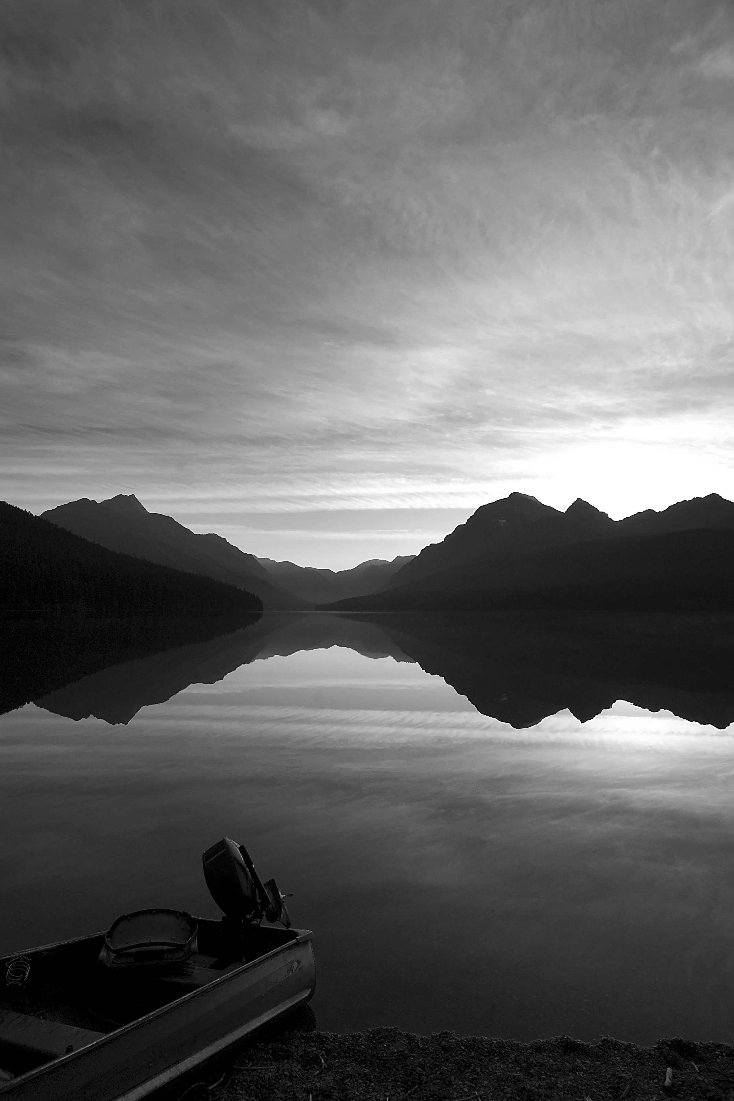 Bowman Lake B & W 7.jpg