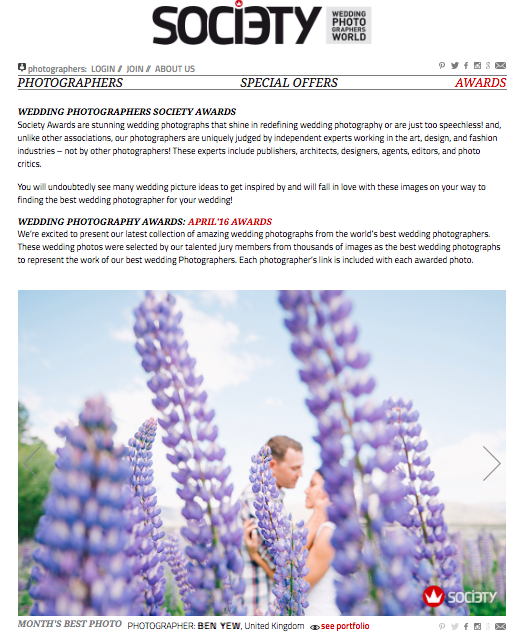 Worlds Best Wedding Photographers Society - May 2016