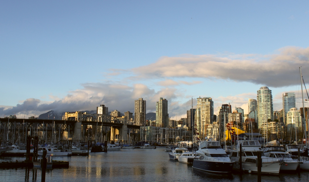 View of harbor and downtown, Burrard Civic Marina.
