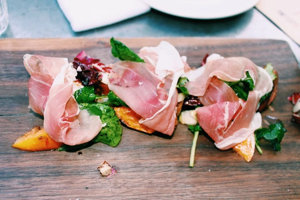 Grilled Nectarine, Burrata, Arugula, Radicchio & Proscuitto at Gjelina.