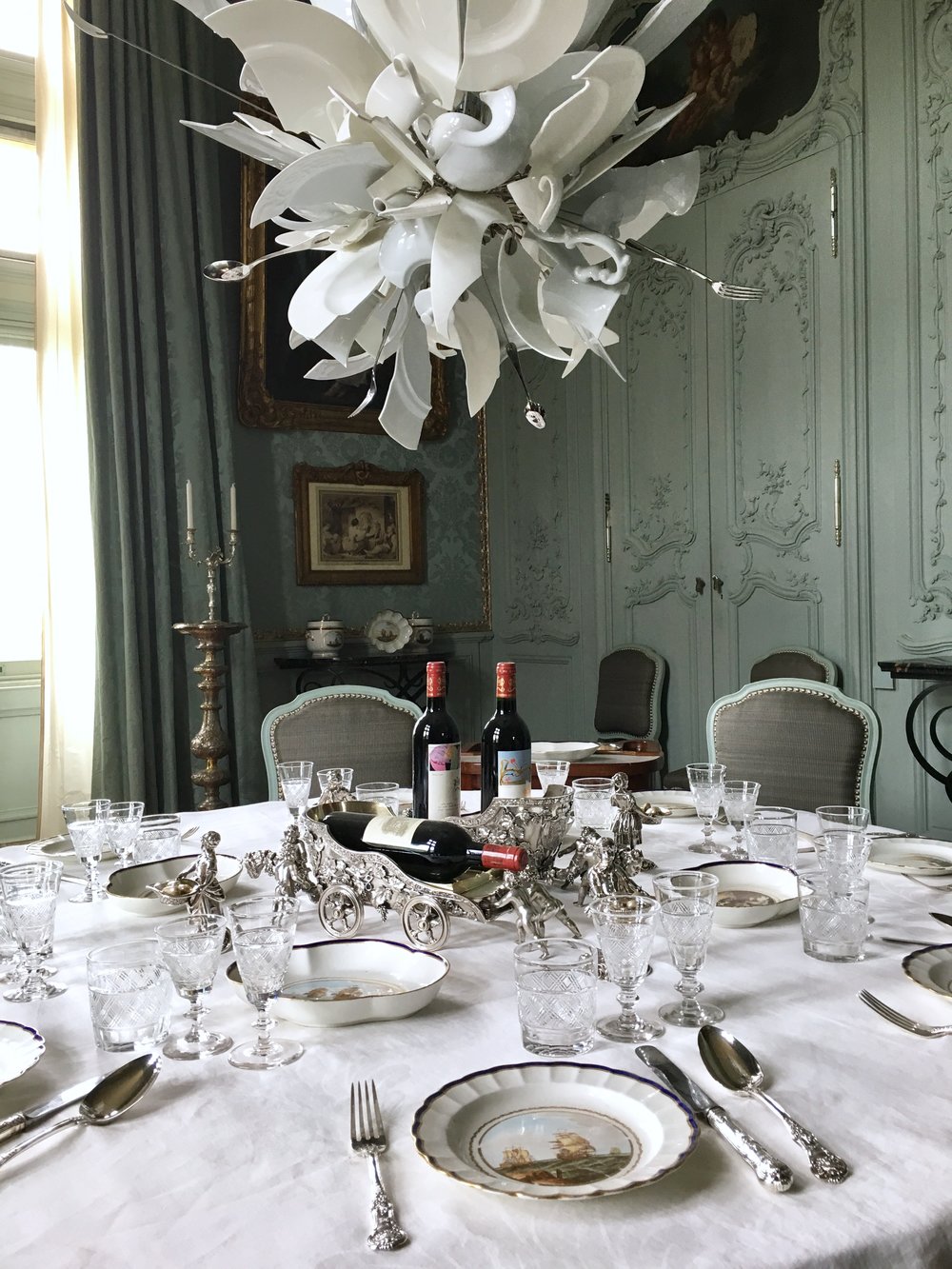 UK Waddesdon Manor broken glass chandelier dining room National Trust French Chateau Rothschild Buckinghamshire garden chateau Eileen Hsieh Follow That Bug .jpg