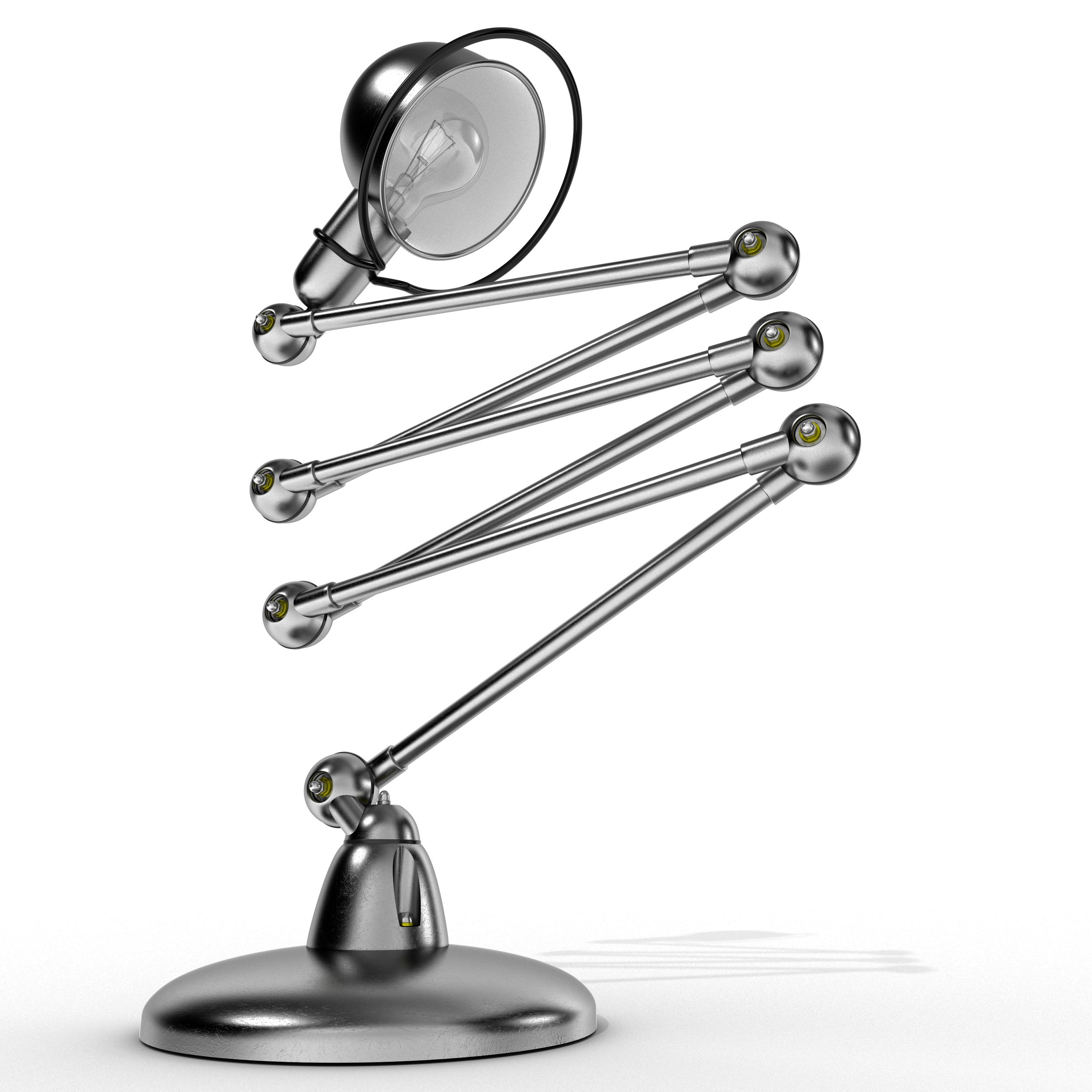 Frontal view of the Jieldé lamp showing the inner bulb and open ring shade in crisp lighting.