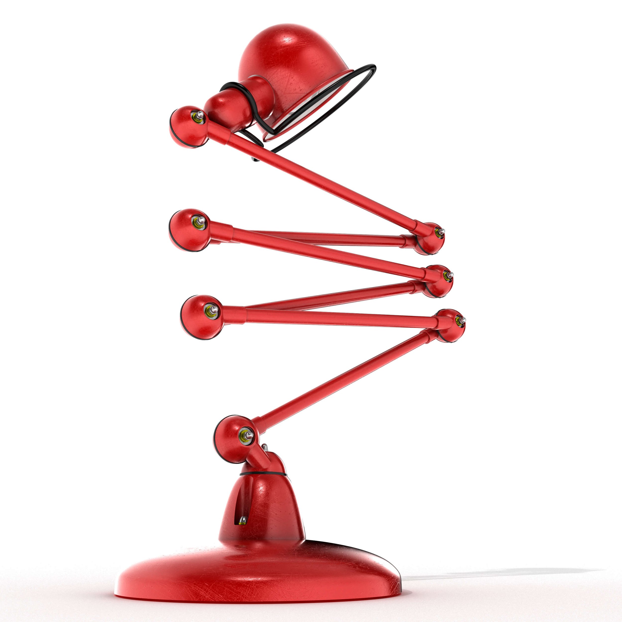 3D Visualising – Product – Top-down view of flattened Jieldé lamp articulation, showcasing mechanical movement range.