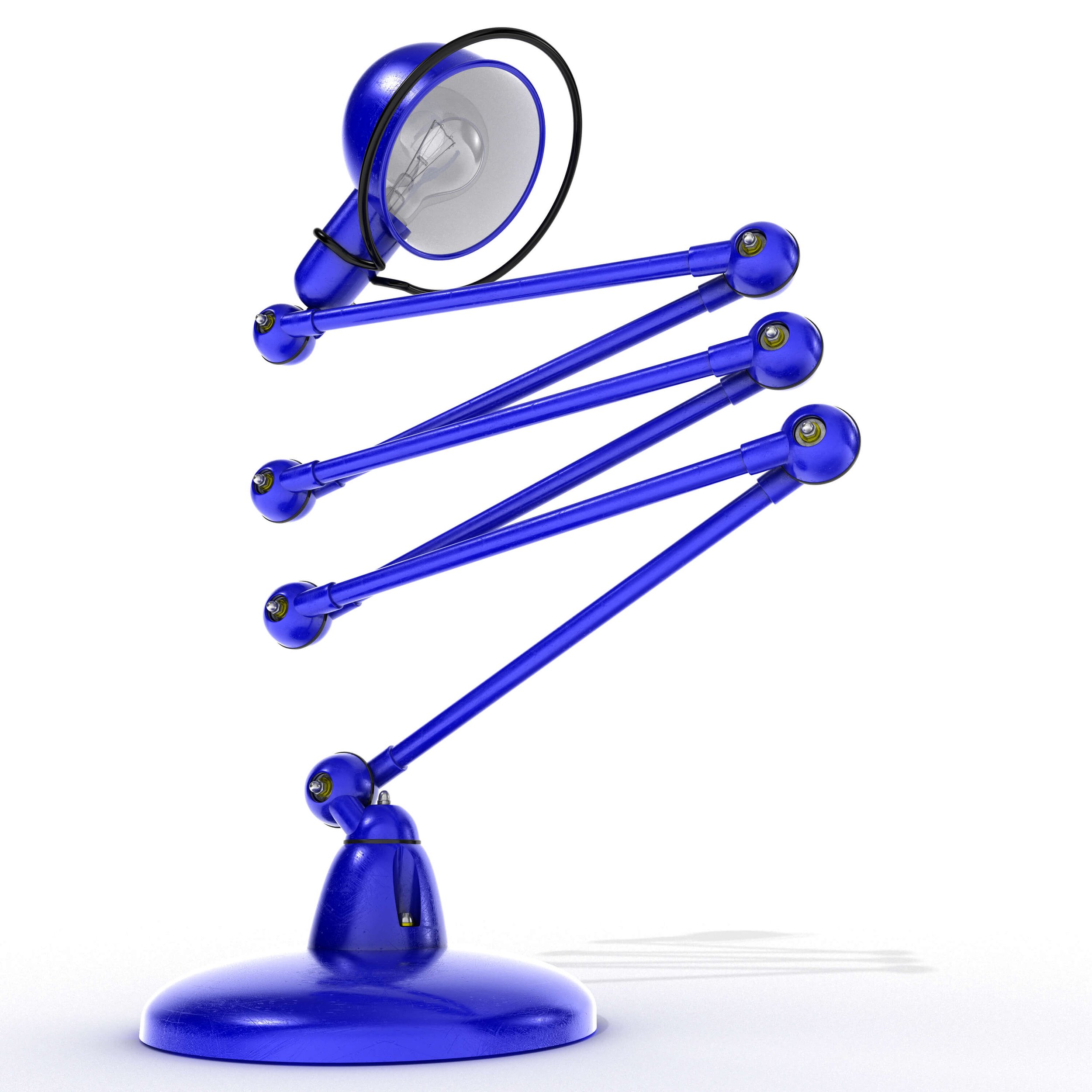 Frontal view of the Jieldé lamp showing the inner bulb and open ring shade in crisp lighting.