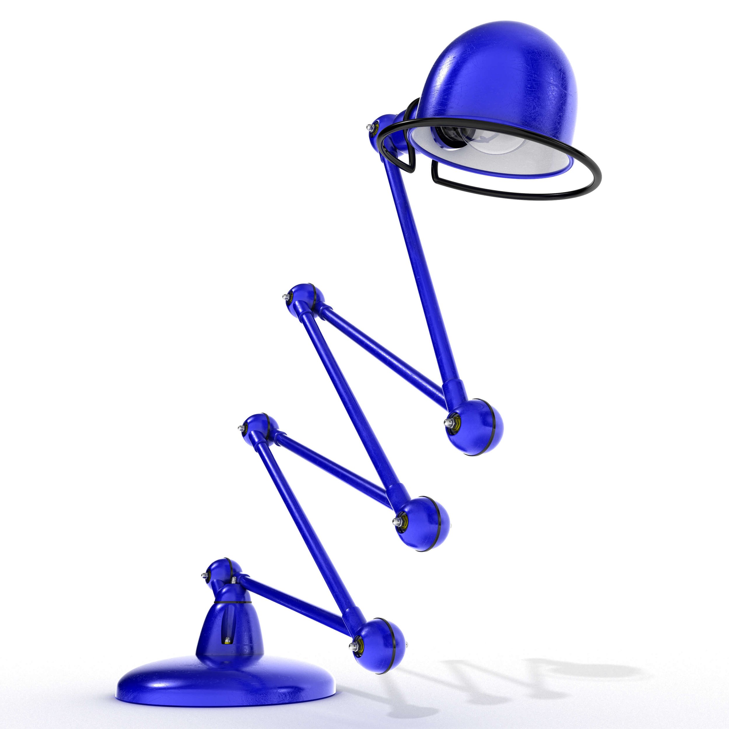 3D Visualising – Product – Jieldé lamp posed in balanced diagonal configuration, demonstrating flexibility and form.